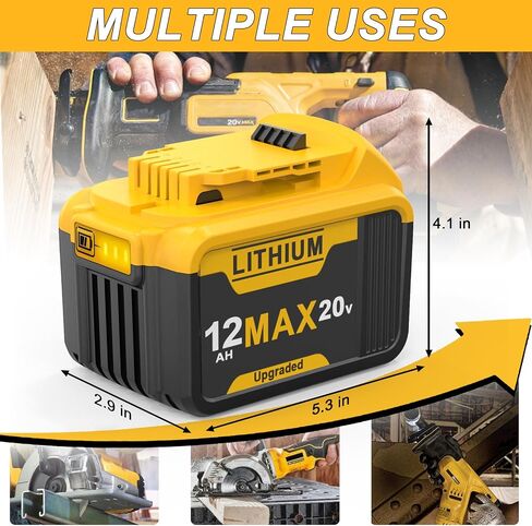 4 Packs 12.0Ah Battery Replacement for Dewalt 20V Max Battery Compatible with 20 Volt Dewalt Batteries Cordless Power Tools DCB200 DCB201 DCB204 DCB205 DCB206 DCB207 in Saudi Arabia