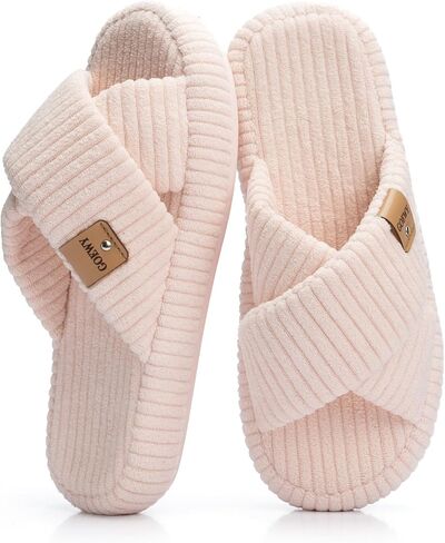 GOEWY Open Toe Slippers for Women with Memory Foam Cross Band House Slippers Slip On Slides Indoor Outdoor Anti-Skid Soft Birthday Gifts for Women Her Mom in Kuwait
