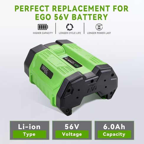 2 Packs 56V 6.0Ah Replacement for EGO 56V Battery, Compatible with EGO 56 Volt Power+ Tools BA2800 BA2800T BA4200 BA4200T CS1403 CS1604 CS1804 HT2400 LB4800 LB5804 LB6504 LB6500 PH1400 LM2101 SNT2110 in Kuwait