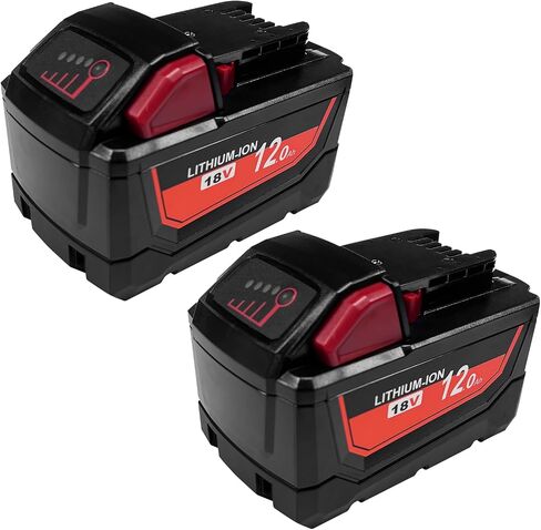 DZEKO 12Ah 15Cells 2Packs Replacement Battery for Milwaukee 18V Battery M18 Compatible with Milwaukee 18V Power Tools and Chargers in Kuwait