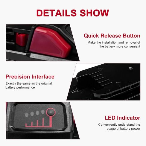 DZEKO 12Ah 15Cells 2Packs Replacement Battery for Milwaukee 18V Battery M18 Compatible with Milwaukee 18V Power Tools and Chargers in Kuwait