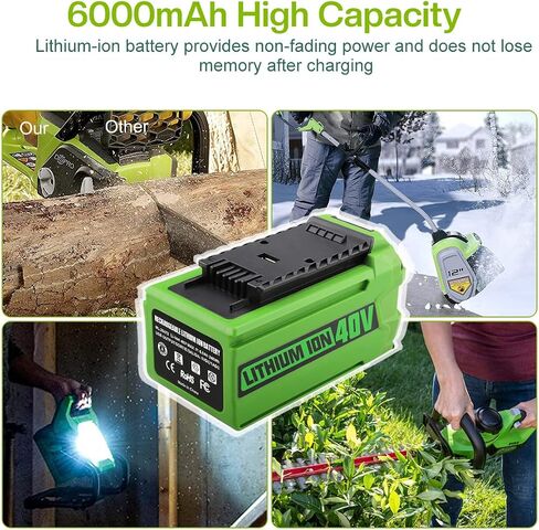 energup 2Pack 6.0Ah Replacement Greenworks 40V Battery for GreenWorks 29472 29462 Battery 40V G-MAX Power Tools 29252 20202 22262 25312 25322 20642 22272 27062 21242 (Not Fit Gen 1) in Kuwait
