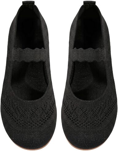 GORGLITTER Women's Knitted Ballet Flats Shoes Closed Round Toe Casual Work Dressy Slip On Dress Ballerina Shoes in Kuwait