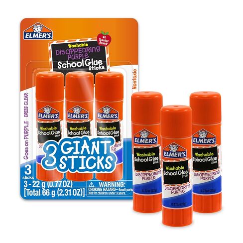Elmer's Disappearing Purple School Glue Sticks, Washable, 22 Grams, 3 Count in Saudi Arabia