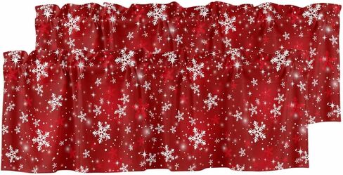 Huotupsine 2 Pack Valances for Window, Blue Snowflake Christmas Short Curtains for Kitchen Bedroom Living Room, Winter Xmas Snowflake Rod Pocket Small Window Treatment Valance Drapes 42 x 12 Inch in Saudi Arabia