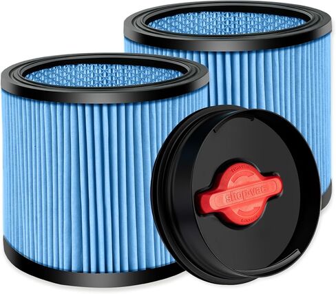 Shop-Vac 2 Pack Cartridge Filter with 1 Pack Upgraded Universal Retainer | 90350/90304/90344 Cartridge Filter, Fits Most 4-16 Gallon Shop-Vac Wet/Dry Vacuums, Nanofiber Filtration Paper, Reusable in Kuwait