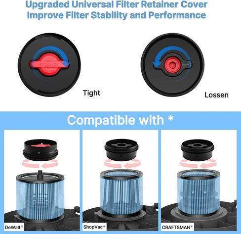 Shop-Vac 2 Pack Cartridge Filter with 1 Pack Upgraded Universal Retainer | 90350/90304/90344 Cartridge Filter, Fits Most 4-16 Gallon Shop-Vac Wet/Dry Vacuums, Nanofiber Filtration Paper, Reusable in Kuwait