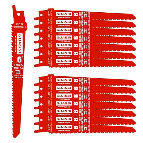 15 Pack 6 inch 20/24 TPI Reciprocating Saw Blade, Bi-Metal Sawzall Blades for Less 1/8" Thin Metal, PVC Nails Screw Soft Metals Steel Pipe, Longer Life Faster Smooth Cutting Speed, for Diablo DS0620BF in Kuwait