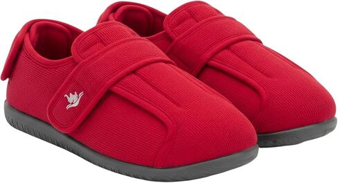 Women's 80-D Memory Foam Adjustable Wide Diabetic Slippers for Swollen Feet, Edema, Arthritis, Elderly Indoor/Outdoor-RED in Kuwait