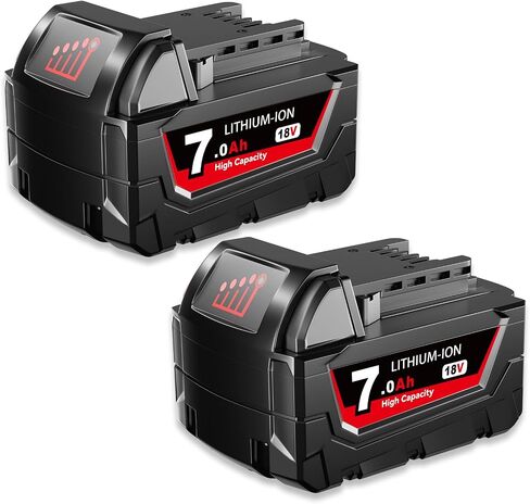 7.0Ah Batteries Replacement for Milwaukee 18V Max Battery 48-11-1880 Lithium Compatible with 48-11-1810 48-11-1820 48-11-1840 48-11-1850 48-11-1828 48-11-1860 Cordless Tools 2Packs in Kuwait