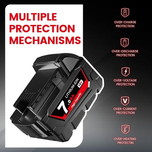 7.0Ah Batteries Replacement for Milwaukee 18V Max Battery 48-11-1880 Lithium Compatible with 48-11-1810 48-11-1820 48-11-1840 48-11-1850 48-11-1828 48-11-1860 Cordless Tools 2Packs in Kuwait