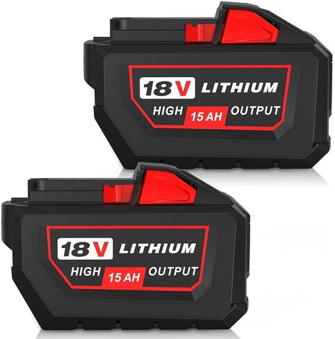 15.0Amps 48-11-1852 Replacement for Milwaukee 18V Battery (Red-2PC) | Compatible with Milwaukee 18V Batteries Fuel Grinder,Impact Driver,Chainsaw,Sawzall in Kuwait