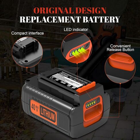 4.0Ah Replacement for Black and Decker 40V Max Battery LBX2040 LBX1540 LBXR36 LBXR2036 LBX2540, 40 Volt Lithium-ion Battery Compatible with Black and Decker 36V/40V Weed Eater Lawn Mower Trimmer in Kuwait
