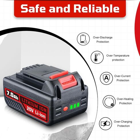 LB2X4020 2Pack 20V 7.0Ah Replacement for Black and Decker 20V Battery, Compatible with Black and Decker LBXR20 LB20 LBX20 LBX4020 LB2X4020-OPE LBXR20-OPE LBX4020 Cordless Power Tools in Kuwait