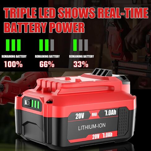 Upgraded 2-Pack 7.0Ah Replacement for Craftsman 20V Battery, Compatible with Craftsman V20 Battery CMCB202 CMCB202-2 CMCB204 CMCB205 Cordless Power Tools in Kuwait
