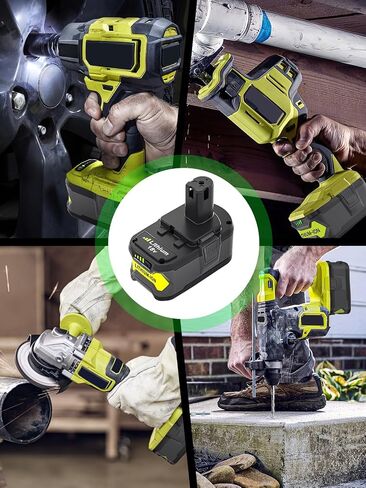 2Pack 8000mAh High Capacity Replacement for Ryobi 18V Battery and Charger | Compatible with Ryobi 18V ONE+ Lithium Battery P108 P104 P105 P102 P103 P122 P109 Cordless Power Tools and Charger in Kuwait