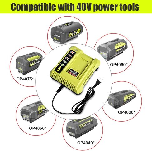 40V Fast Charger OP401 Compatible with Ryobi 40V 6Ah OP40601 OP40602 5.0Ah OP4050A 2.6Ah 2.0Ah OP40201 7.5Ah OP4075 4.0Ah OP4040 OP40404 Lithium Battery Charger OP401 OP403 OP404 OP406 OP407A in Kuwait