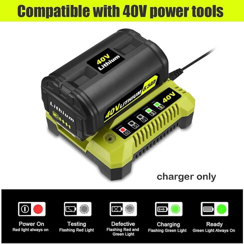 40V Fast Charger OP401 Compatible with Ryobi 40V 6Ah OP40601 OP40602 5.0Ah OP4050A 2.6Ah 2.0Ah OP40201 7.5Ah OP4075 4.0Ah OP4040 OP40404 Lithium Battery Charger OP401 OP403 OP404 OP406 OP407A in Kuwait