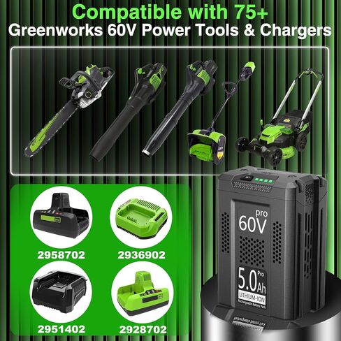 EOTTK Upgraded 5000mAh Replacement for Greenworks 60V Battery | compatible with greenworks pro 60v LB60A00 LB60A01 LB60A02 LB60A03 cordless tools in Kuwait