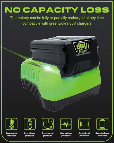 VANTTECH Upgraded 5.0Ah 80V GBA80200 Replacement for Greenworks 80V Battery GBA80250 GBA80300 GBA80400 GBA80500 BAB740 Compatible with Greenworks 80 Volt Max Pro Tools and Mowers in Kuwait