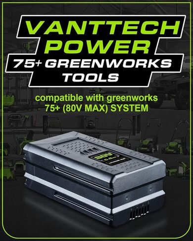 VANTTECH Upgraded 5.0Ah 80V GBA80200 Replacement for Greenworks 80V Battery GBA80250 GBA80300 GBA80400 GBA80500 BAB740 Compatible with Greenworks 80 Volt Max Pro Tools and Mowers in Kuwait