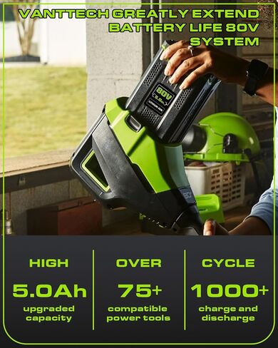 VANTTECH Upgraded 5.0Ah 80V GBA80200 Replacement for Greenworks 80V Battery GBA80250 GBA80300 GBA80400 GBA80500 BAB740 Compatible with Greenworks 80 Volt Max Pro Tools and Mowers in Kuwait