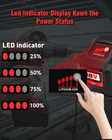 Upgraded 2Packs 18V 12.0Ah Replacement Battery for Milwaukee M-18 Compatible with Milwaukee Battery 48-11-1840 and 18 Volt Cordless Power Tools in Kuwait