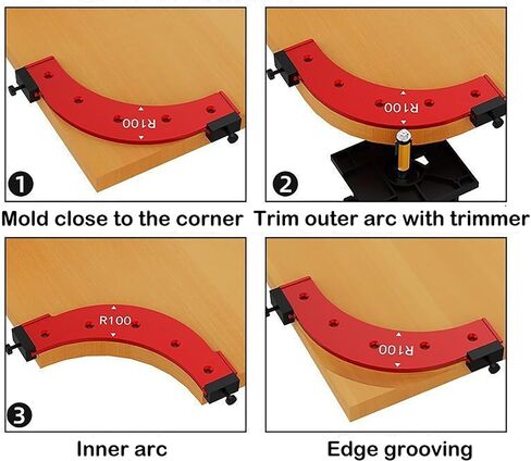 5Pcs Round Corner Radius Template, Aluminum Alloy Radius Jig Router Template for Woodworking, Arc Cutting Auxiliary Tool, Corner Positioning Jig, R100 R150 R200 R250 R300 in Kuwait