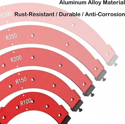 5Pcs Round Corner Radius Template, Aluminum Alloy Radius Jig Router Template for Woodworking, Arc Cutting Auxiliary Tool, Corner Positioning Jig, R100 R150 R200 R250 R300 in Kuwait