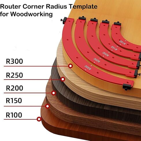 5Pcs Round Corner Radius Template, Aluminum Alloy Radius Jig Router Template for Woodworking, Arc Cutting Auxiliary Tool, Corner Positioning Jig, R100 R150 R200 R250 R300 in Kuwait