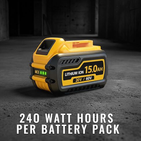 2 Packs 15Ah Battery Compatible with Dewalt 60V Battery DCB615, DCB609, DCB606, High Capacity Lithium Ion Batteries Compatible with Dewalt 20V/60V Tool, Long Runtime, LED Indicator in Kuwait