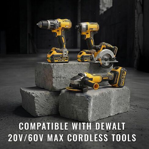 2 Packs 15Ah Battery Compatible with Dewalt 60V Battery DCB615, DCB609, DCB606, High Capacity Lithium Ion Batteries Compatible with Dewalt 20V/60V Tool, Long Runtime, LED Indicator in Kuwait