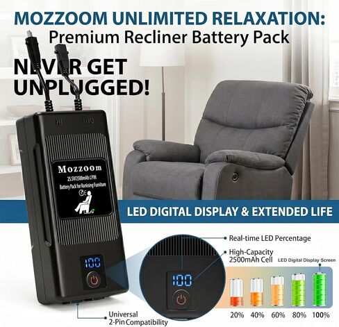 2 Pack Battery Pack for Reclining Furniture,Recliner Battery Packs Fits for 2 Pin, Universal Wireless Batteries for Reclining Furniture with Charger for Electric Recliner,Sofa,Couch,Lift Chair in Kuwait