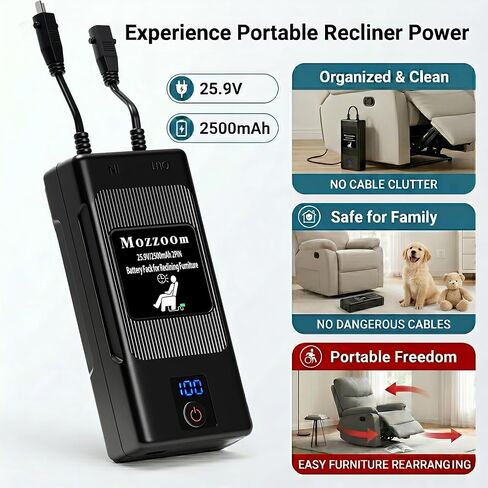 2 Pack Battery Pack for Reclining Furniture,Recliner Battery Packs Fits for 2 Pin, Universal Wireless Batteries for Reclining Furniture with Charger for Electric Recliner,Sofa,Couch,Lift Chair in Kuwait