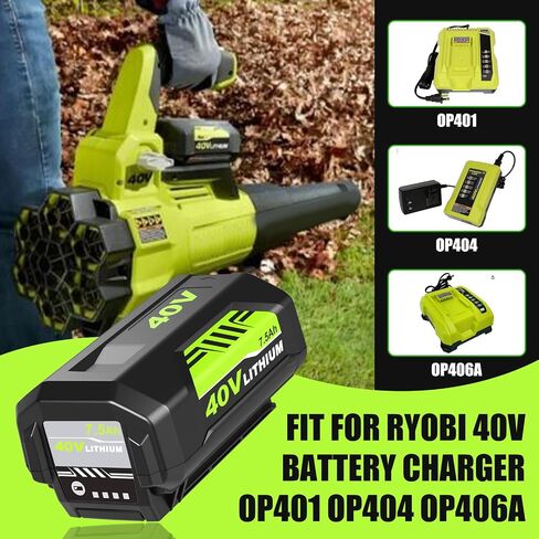 2 Packs Upgraded to 7.5Ah Replacement for Ryobi 40V Battery Compatible with Ryobi 40 Volt Lithium ion Battery OP4075A OP40601 OP40602 OP4040 OP40404(Green) in Kuwait