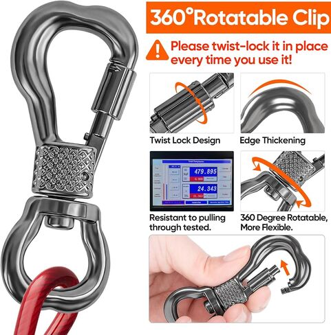 Tresbro 15FT Reflective Dog Tie Out Cable for Dogs Up to 250 Pounds, Steel Wire Dog Leash Cable with Stainless Rotatable Buckle, Lightweight and Enduring, Dog Chains Outside for Outdoor,Yard,Camping in Saudi Arabia