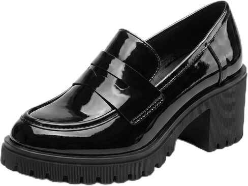 Women Platform Loafers, Chunky Heel Slip On Shoes with Lug Sole, Casual & Dressy Footwear for Office Business in Kuwait