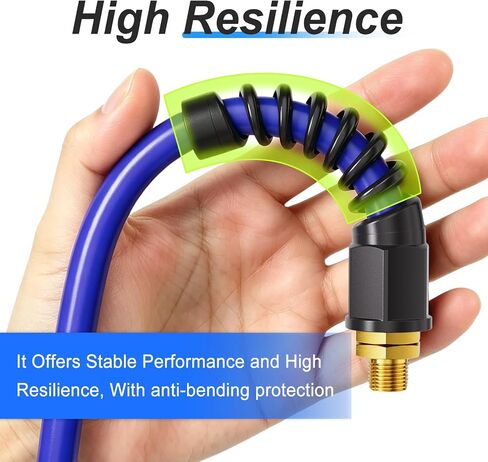 TAILONZ PNEUMATIC 3/8" Reusable Air Hose Fitting, Solid Brass Swivel Connector 1/4" FNPT with Bend Restrictor for Air Compressor Hose Repair in Kuwait