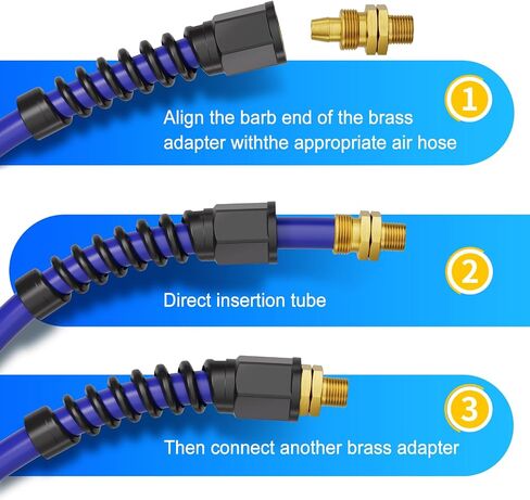 TAILONZ PNEUMATIC 3/8" Reusable Air Hose Fitting, Solid Brass Swivel Connector 1/4" FNPT with Bend Restrictor for Air Compressor Hose Repair in Kuwait