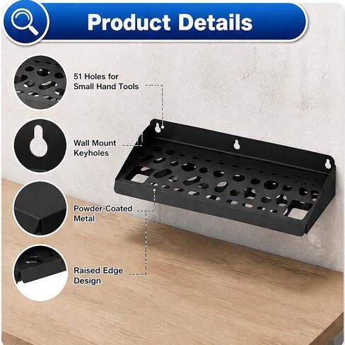 51 Hole Wall Tool Rack Metal Screwdriver Organizer | 51-hole metal tool rack for screwdrivers, pliers, wrenches, wall mount garage workshop storage, heavy duty organizer in Kuwait