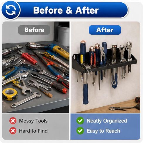 51 Hole Wall Tool Rack Metal Screwdriver Organizer | 51-hole metal tool rack for screwdrivers, pliers, wrenches, wall mount garage workshop storage, heavy duty organizer in Kuwait
