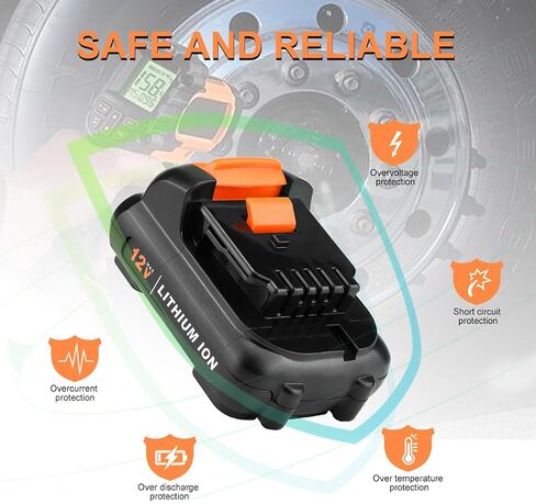 2 Pack 4.0Ah Replacement Battery for Dewalt DCB120 12V MAX | Compatible with DCB121 DCB123 DCB122 DCB124 DCB125 DCB127 Lithium Battery Pack, Low Self-Discharge in Kuwait