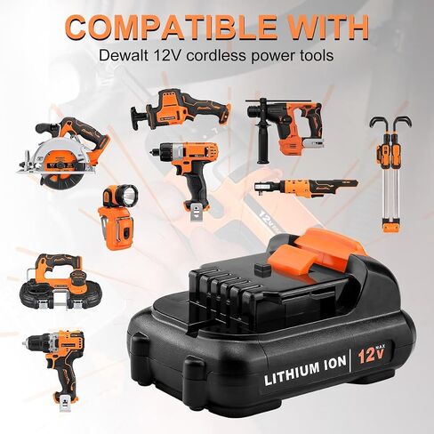 2 Pack 4.0Ah Replacement Battery for Dewalt DCB120 12V MAX | Compatible with DCB121 DCB123 DCB122 DCB124 DCB125 DCB127 Lithium Battery Pack, Low Self-Discharge in Kuwait