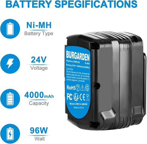 Upgraded 2 Packs 24V 4000mAh NI-MH DW0242 Battery for Dewalt DW0240 DW0241 DE0240 DE0241 DE0242 DE0243, DE0240-XJ DE0243-XJ DW0242-XRP DW0243 in Kuwait