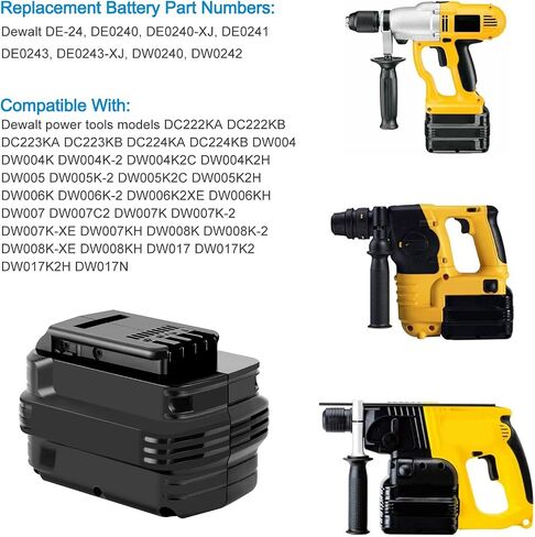 Upgraded 2 Packs 24V 4000mAh NI-MH DW0242 Battery for Dewalt DW0240 DW0241 DE0240 DE0241 DE0242 DE0243, DE0240-XJ DE0243-XJ DW0242-XRP DW0243 in Kuwait