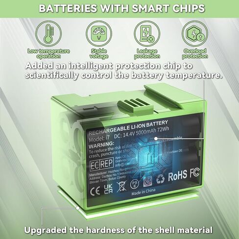 5000mAh i7 Replacement Battery for iRobot Roomba e and i Series, 14.4V ABL-D Large Capacity Battery Compatible with i7+ i8 i6 i4 i3 i7158 J7 7150 7550 and e5 e6 e5150 e5152 e6198 in Kuwait
