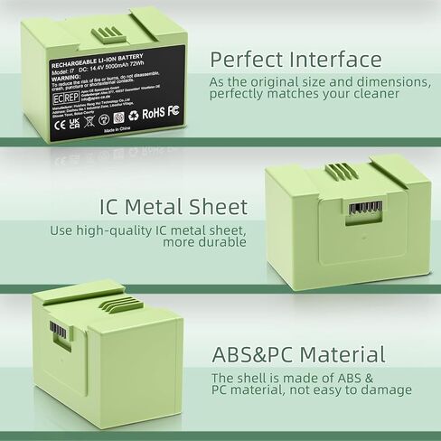 5000mAh i7 Replacement Battery for iRobot Roomba e and i Series, 14.4V ABL-D Large Capacity Battery Compatible with i7+ i8 i6 i4 i3 i7158 J7 7150 7550 and e5 e6 e5150 e5152 e6198 in Kuwait