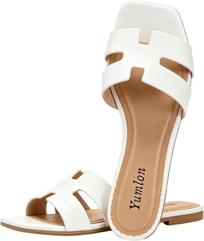 Women's Flat Sandals Comfor Open Toe Slip On Leather Slide Sandals Dressy Casual Summer Shoes in Kuwait