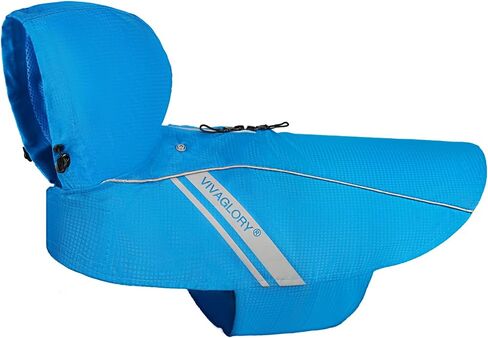 VIVAGLORY Wetoff Dog Raincoat, Rain Coat for Dog All Seasons Adventure, Rain Jacket with Harness Hole & Hood, Reflective Lightweight Waterproof for Doggy & Puppy, XS, Blue in Saudi Arabia