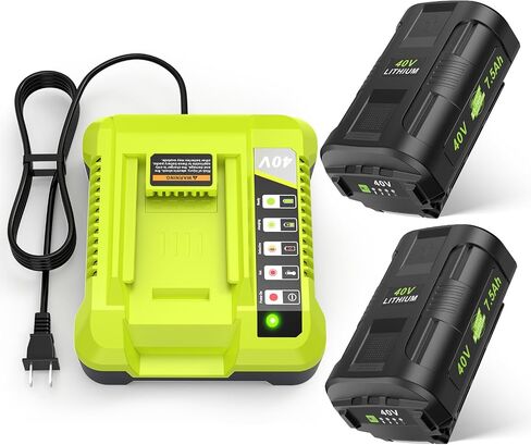 7.5Ah Replacement for Ryobi 40V Battery and Charger Combo Compatible with Ryobi 40V Lithium Battery OP4040 OP4026 OP40601 OP4050A OP4030 OP4050 OP40201 OP40401 (2Battery+1Charger) in Kuwait